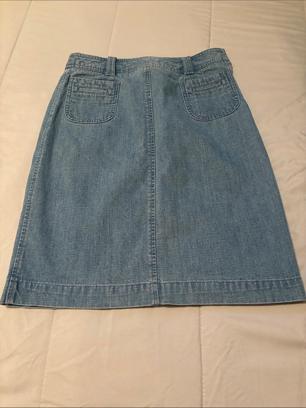 Talbots Light Blue Denim Midi Skirt with Front Patch Pockets size 6 - Picture 2 of 5